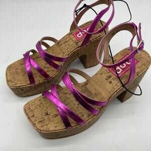 Pop Womens Admission Heeled Sandals Pink Fuschia Size 9M